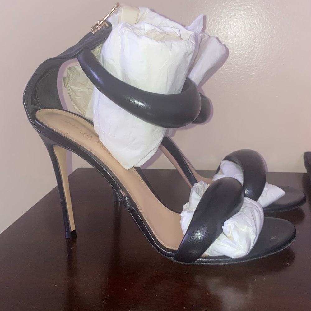 GIANVITO ROSSI black leather Bijoux sandals heel